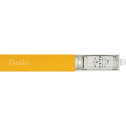 Dankebox Mini 'Fleur De Sel Aus Guérande' - Alt-gelb , alt-gelb, Papier, Pappe, Satin, 14,20cm x 3,40cm x 3,40cm (Länge x Höhe x Breite), Bild 1
