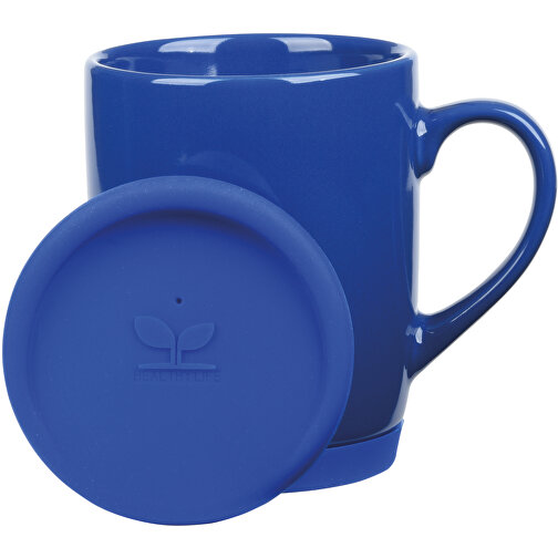Keramikbecher EASY DAY , blau, Keramik / Silikon, 10,50cm (Höhe), Bild 2
