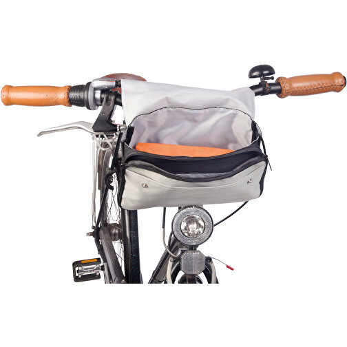 Fahrrad-Lenkertasche BIKE EASY , grau, schwarz, 600D Polyester, 25,00cm x 8,50cm x 15,50cm (Länge x Höhe x Breite), Bild 5