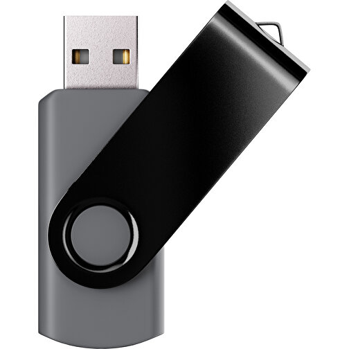 USB-Stick SWING Color 2.0 2 GB , Promo Effects MB , dunkelgrau / schwarz MB , 2 GB , Kunststoff/ Aluminium MB , 5,70cm x 1,00cm x 1,90cm (Länge x Höhe x Breite), Bild 1