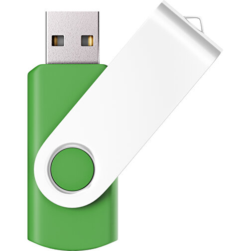 USB-Stick SWING Color 2.0 8 GB , Promo Effects MB , grasgrün / weiss MB , 8 GB , Kunststoff/ Aluminium MB , 5,70cm x 1,00cm x 1,90cm (Länge x Höhe x Breite), Bild 1
