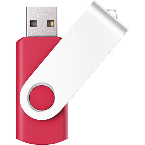 USB-Stick SWING Color 2.0 32 GB , Promo Effects MB , ampelrot / weiss MB , 32 GB , Kunststoff/ Aluminium MB , 5,70cm x 1,00cm x 1,90cm (Länge x Höhe x Breite), Bild 1