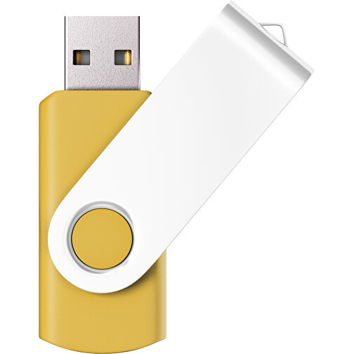 USB-Stick SWING Color 2.0 64 GB , Promo Effects MB , goldgelb / weiß MB , 65 GB , Kunststoff/ Aluminium MB , 5,70cm x 1,00cm x 1,90cm (Länge x Höhe x Breite), Bild 1