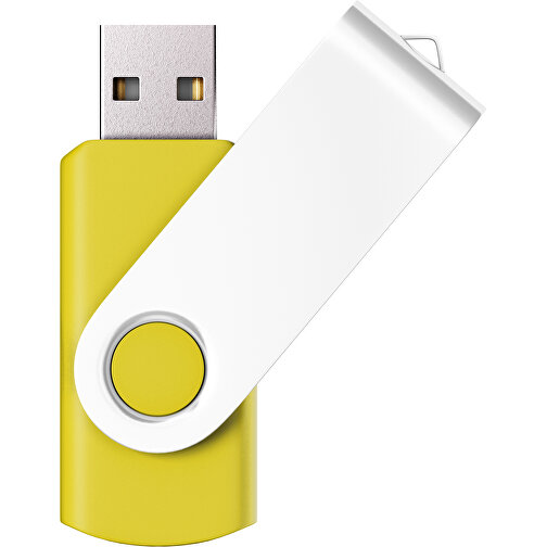 USB-Stick SWING Color 2.0 8 GB , Promo Effects MB , gelb / weiss MB , 8 GB , Kunststoff/ Aluminium MB , 5,70cm x 1,00cm x 1,90cm (Länge x Höhe x Breite), Bild 1