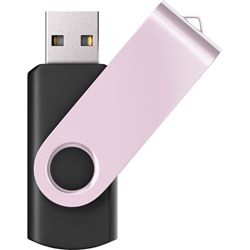 USB-Stick SWING Color 2.0 8 GB , Promo Effects MB , schwarz / zartrosa MB , 8 GB , Kunststoff/ Aluminium MB , 5,70cm x 1,00cm x 1,90cm (Länge x Höhe x Breite), Bild 1