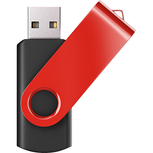 USB-Stick SWING Color 2.0 8 GB , Promo Effects MB , schwarz / rot MB , 8 GB , Kunststoff/ Aluminium MB , 5,70cm x 1,00cm x 1,90cm (Länge x Höhe x Breite), Bild 1