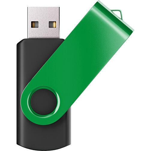 USB-Stick SWING Color 2.0 8 GB , Promo Effects MB , schwarz / grün MB , 8 GB , Kunststoff/ Aluminium MB , 5,70cm x 1,00cm x 1,90cm (Länge x Höhe x Breite), Bild 1