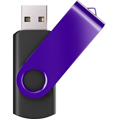 USB-Stick SWING Color 2.0 64 GB , Promo Effects MB , schwarz / violet MB , 65 GB , Kunststoff/ Aluminium MB , 5,70cm x 1,00cm x 1,90cm (Länge x Höhe x Breite), Bild 1