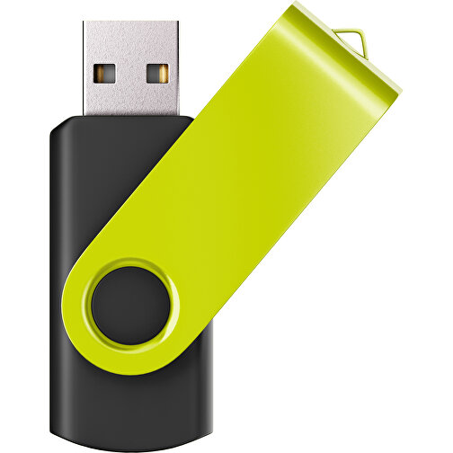 USB-Stick SWING Color 2.0 64 GB , Promo Effects MB , schwarz / hellgrün MB , 65 GB , Kunststoff/ Aluminium MB , 5,70cm x 1,00cm x 1,90cm (Länge x Höhe x Breite), Bild 1