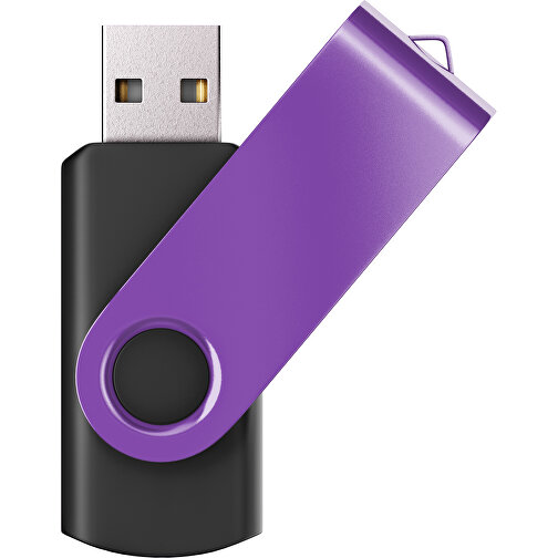 USB-Stick SWING Color 2.0 64 GB , Promo Effects MB , schwarz / lavendel MB , 65 GB , Kunststoff/ Aluminium MB , 5,70cm x 1,00cm x 1,90cm (Länge x Höhe x Breite), Bild 1