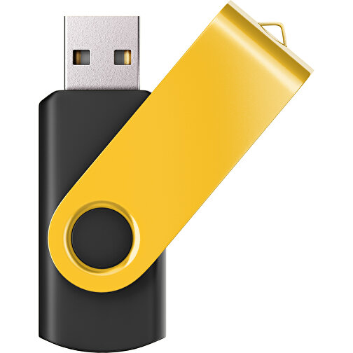 USB-Stick SWING Color 2.0 64 GB , Promo Effects MB , schwarz / goldgelb MB , 65 GB , Kunststoff/ Aluminium MB , 5,70cm x 1,00cm x 1,90cm (Länge x Höhe x Breite), Bild 1
