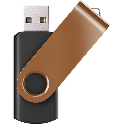 USB-Stick SWING Color 2.0 4 GB , Promo Effects MB , schwarz / erdbraun MB , 4 GB , Kunststoff/ Aluminium MB , 5,70cm x 1,00cm x 1,90cm (Länge x Höhe x Breite), Bild 1