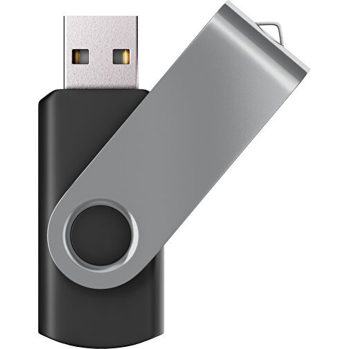 USB-Stick SWING Color 2.0 32 GB , Promo Effects MB , schwarz / grau MB , 32 GB , Kunststoff/ Aluminium MB , 5,70cm x 1,00cm x 1,90cm (Länge x Höhe x Breite), Bild 1