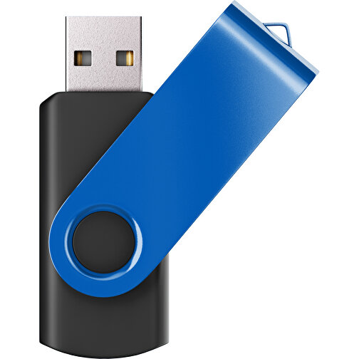 USB-Stick SWING Color 2.0 32 GB , Promo Effects MB , schwarz / kobaltblau MB , 32 GB , Kunststoff/ Aluminium MB , 5,70cm x 1,00cm x 1,90cm (Länge x Höhe x Breite), Bild 1