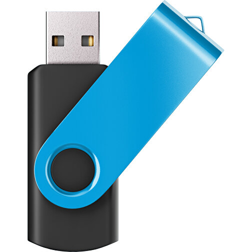 USB-Stick SWING Color 2.0 32 GB , Promo Effects MB , schwarz / himmelblau MB , 32 GB , Kunststoff/ Aluminium MB , 5,70cm x 1,00cm x 1,90cm (Länge x Höhe x Breite), Bild 1