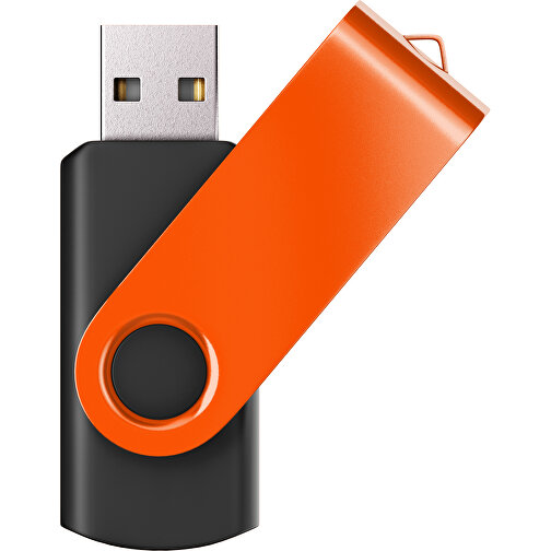USB-Stick SWING Color 2.0 32 GB , Promo Effects MB , schwarz / orange MB , 32 GB , Kunststoff/ Aluminium MB , 5,70cm x 1,00cm x 1,90cm (Länge x Höhe x Breite), Bild 1