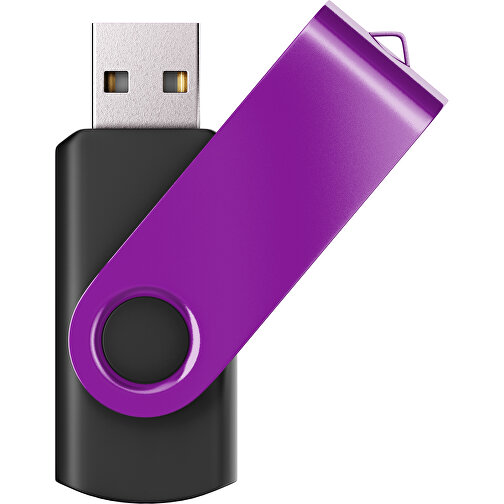 USB-Stick SWING Color 2.0 1 GB , Promo Effects MB , schwarz / dunkelmagenta MB , 1 GB , Kunststoff/ Aluminium MB , 5,70cm x 1,00cm x 1,90cm (Länge x Höhe x Breite), Bild 1