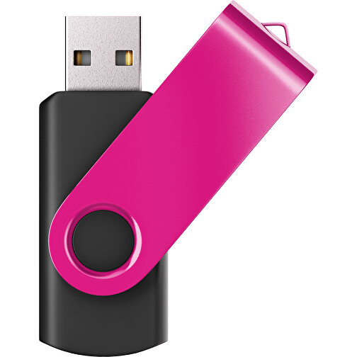 USB-Stick SWING Color 2.0 1 GB , Promo Effects MB , schwarz / pink MB , 1 GB , Kunststoff/ Aluminium MB , 5,70cm x 1,00cm x 1,90cm (Länge x Höhe x Breite), Bild 1