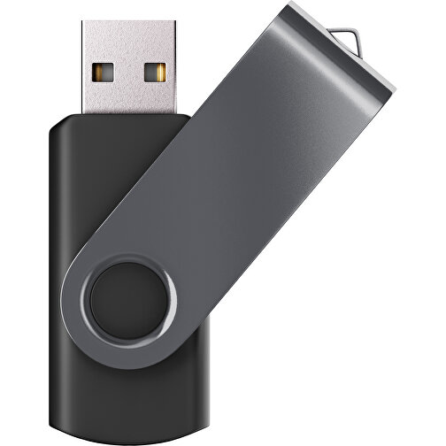 USB-Stick SWING Color 2.0 16 GB , Promo Effects MB , schwarz / dunkelgrau MB , 16 GB , Kunststoff/ Aluminium MB , 5,70cm x 1,00cm x 1,90cm (Länge x Höhe x Breite), Bild 1