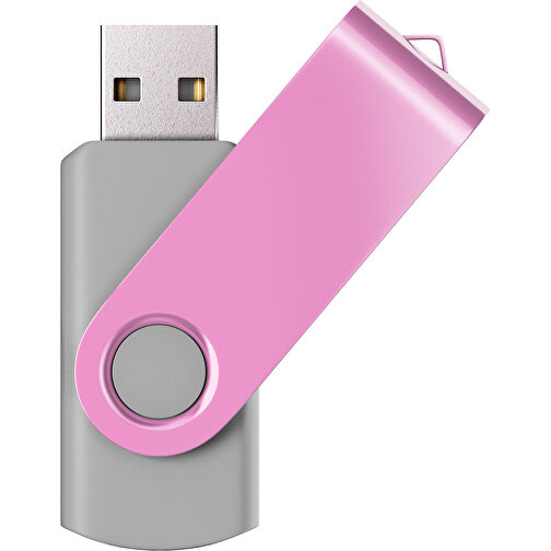 USB-Stick SWING Color 2.0 16 GB , Promo Effects MB , grau / rosa MB , 16 GB , Kunststoff/ Aluminium MB , 5,70cm x 1,00cm x 1,90cm (Länge x Höhe x Breite), Bild 1
