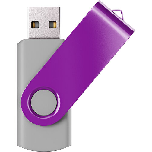 USB-Stick SWING Color 2.0 8 GB , Promo Effects MB , grau / dunkelmagenta MB , 8 GB , Kunststoff/ Aluminium MB , 5,70cm x 1,00cm x 1,90cm (Länge x Höhe x Breite), Bild 1
