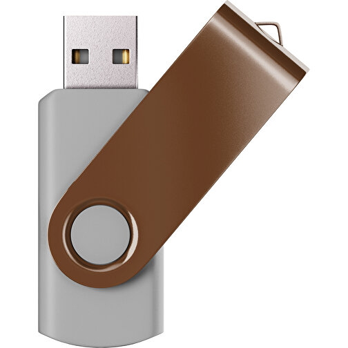 USB-Stick SWING Color 2.0 64 GB , Promo Effects MB , grau / dunkelbraun MB , 65 GB , Kunststoff/ Aluminium MB , 5,70cm x 1,00cm x 1,90cm (Länge x Höhe x Breite), Bild 1