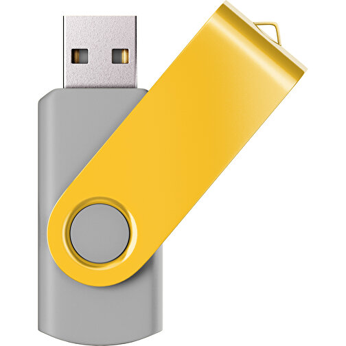 USB-Stick SWING Color 2.0 64 GB , Promo Effects MB , grau / goldgelb MB , 65 GB , Kunststoff/ Aluminium MB , 5,70cm x 1,00cm x 1,90cm (Länge x Höhe x Breite), Bild 1