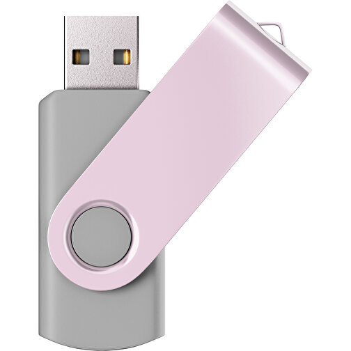 USB-Stick SWING Color 2.0 4 GB , Promo Effects MB , grau / zartrosa MB , 4 GB , Kunststoff/ Aluminium MB , 5,70cm x 1,00cm x 1,90cm (Länge x Höhe x Breite), Bild 1