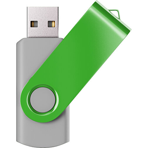 USB-Stick SWING Color 2.0 32 GB , Promo Effects MB , grau / grasgrün MB , 32 GB , Kunststoff/ Aluminium MB , 5,70cm x 1,00cm x 1,90cm (Länge x Höhe x Breite), Bild 1
