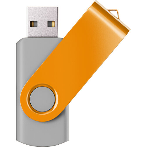 USB-Stick SWING Color 2.0 32 GB , Promo Effects MB , grau / kürbisorange MB , 32 GB , Kunststoff/ Aluminium MB , 5,70cm x 1,00cm x 1,90cm (Länge x Höhe x Breite), Bild 1
