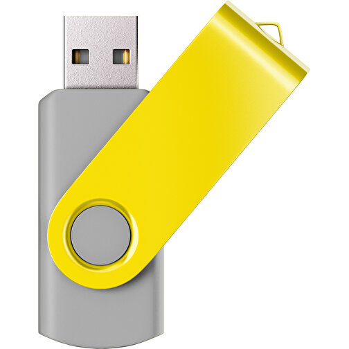 USB-Stick SWING Color 2.0 1 GB , Promo Effects MB , grau / gelb MB , 1 GB , Kunststoff/ Aluminium MB , 5,70cm x 1,00cm x 1,90cm (Länge x Höhe x Breite), Bild 1