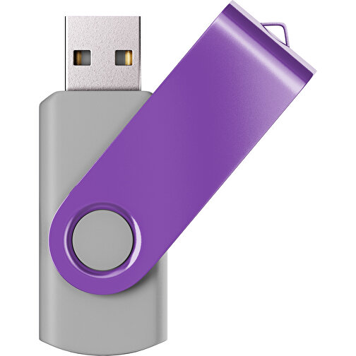 USB-Stick SWING Color 2.0 16 GB , Promo Effects MB , grau / lavendel MB , 16 GB , Kunststoff/ Aluminium MB , 5,70cm x 1,00cm x 1,90cm (Länge x Höhe x Breite), Bild 1