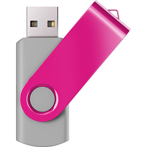 USB-Stick SWING Color 2.0 16 GB , Promo Effects MB , grau / pink MB , 16 GB , Kunststoff/ Aluminium MB , 5,70cm x 1,00cm x 1,90cm (Länge x Höhe x Breite), Bild 1