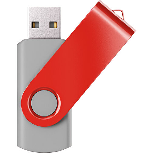 USB-Stick SWING Color 2.0 128 GB , Promo Effects MB , grau / rot MB , 131 GB , Kunststoff/ Aluminium MB , 5,70cm x 1,00cm x 1,90cm (Länge x Höhe x Breite), Bild 1