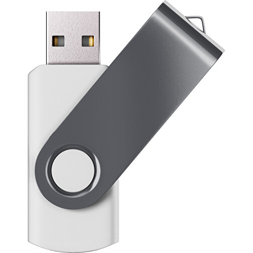 USB-Stick SWING Color 2.0 8 GB , Promo Effects MB , weiss / dunkelgrau MB , 8 GB , Kunststoff/ Aluminium MB , 5,70cm x 1,00cm x 1,90cm (Länge x Höhe x Breite), Bild 1