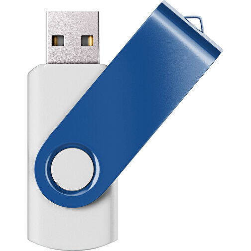 USB-Stick SWING Color 2.0 8 GB , Promo Effects MB , weiß / dunkelblau MB , 8 GB , Kunststoff/ Aluminium MB , 5,70cm x 1,00cm x 1,90cm (Länge x Höhe x Breite), Bild 1