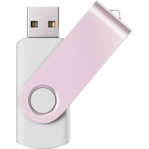 USB-Stick SWING Color 2.0 8 GB , Promo Effects MB , weiß / zartrosa MB , 8 GB , Kunststoff/ Aluminium MB , 5,70cm x 1,00cm x 1,90cm (Länge x Höhe x Breite), Bild 1