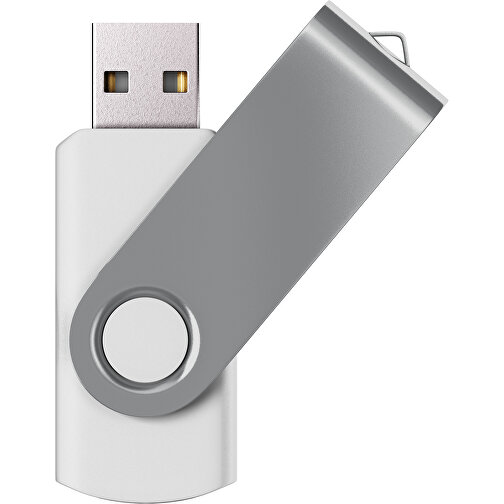USB-Stick SWING Color 2.0 8 GB , Promo Effects MB , weiß / grau MB , 8 GB , Kunststoff/ Aluminium MB , 5,70cm x 1,00cm x 1,90cm (Länge x Höhe x Breite), Bild 1