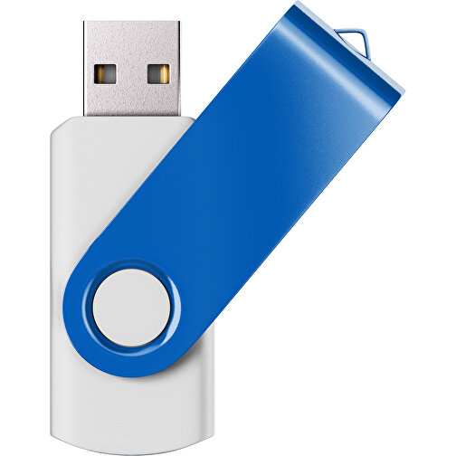 USB-Stick SWING Color 2.0 8 GB , Promo Effects MB , weiss / kobaltblau MB , 8 GB , Kunststoff/ Aluminium MB , 5,70cm x 1,00cm x 1,90cm (Länge x Höhe x Breite), Bild 1