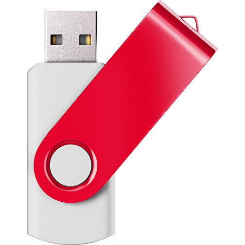 USB-Stick SWING Color 2.0 8 GB , Promo Effects MB , weiß / ampelrot MB , 8 GB , Kunststoff/ Aluminium MB , 5,70cm x 1,00cm x 1,90cm (Länge x Höhe x Breite), Bild 1