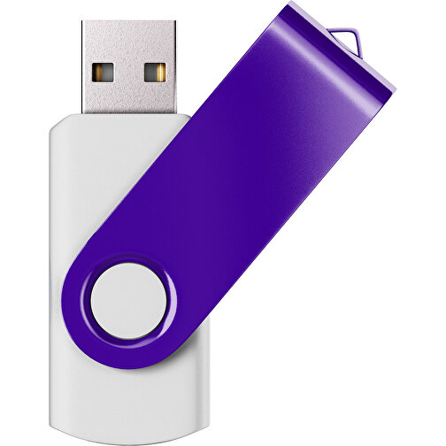 USB-Stick SWING Color 2.0 64 GB , Promo Effects MB , weiss / violet MB , 65 GB , Kunststoff/ Aluminium MB , 5,70cm x 1,00cm x 1,90cm (Länge x Höhe x Breite), Bild 1