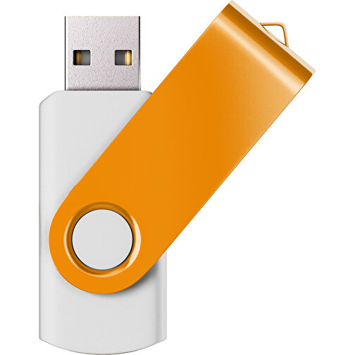 USB-Stick SWING Color 2.0 64 GB , Promo Effects MB , weiß / kuerbisorange MB , 65 GB , Kunststoff/ Aluminium MB , 5,70cm x 1,00cm x 1,90cm (Länge x Höhe x Breite), Bild 1