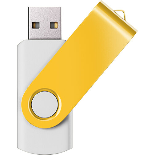 USB-Stick SWING Color 2.0 64 GB , Promo Effects MB , weiß / goldgelb MB , 65 GB , Kunststoff/ Aluminium MB , 5,70cm x 1,00cm x 1,90cm (Länge x Höhe x Breite), Bild 1