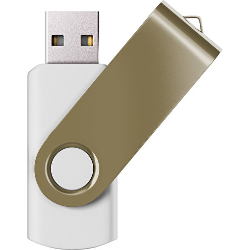 USB-Stick SWING Color 2.0 1 GB , Promo Effects MB , weiß / gold MB , 1 GB , Kunststoff/ Aluminium MB , 5,70cm x 1,00cm x 1,90cm (Länge x Höhe x Breite), Bild 1