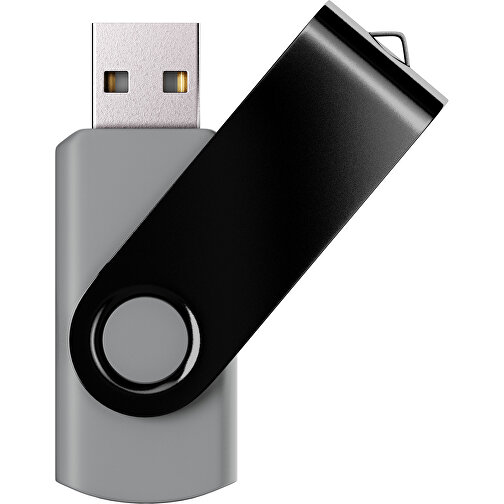 USB-Stick SWING Color 2.0 64 GB , Promo Effects MB , silber / schwarz MB , 65 GB , Kunststoff/ Aluminium MB , 5,70cm x 1,00cm x 1,90cm (Länge x Höhe x Breite), Bild 1