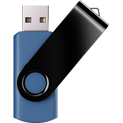 USB-Stick SWING Color 2.0 32 GB , Promo Effects MB , dunkelblau / schwarz MB , 32 GB , Kunststoff/ Aluminium MB , 5,70cm x 1,00cm x 1,90cm (Länge x Höhe x Breite), Bild 1