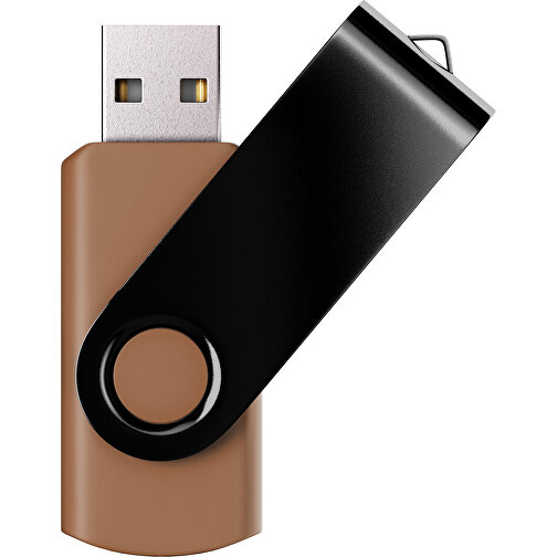 USB-Stick SWING Color 2.0 16 GB , Promo Effects MB , braun / schwarz MB , 16 GB , Kunststoff/ Aluminium MB , 5,70cm x 1,00cm x 1,90cm (Länge x Höhe x Breite), Bild 1