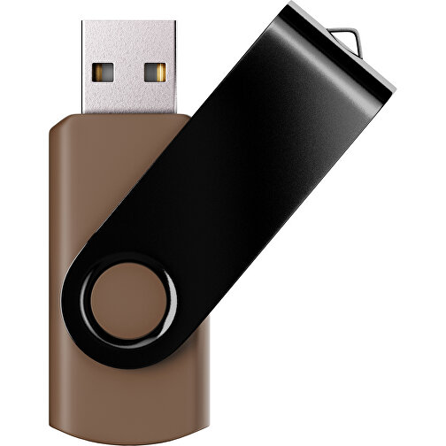 USB-Stick SWING Color 2.0 4 GB , Promo Effects MB , dunkelbraun / schwarz MB , 4 GB , Kunststoff/ Aluminium MB , 5,70cm x 1,00cm x 1,90cm (Länge x Höhe x Breite), Bild 1