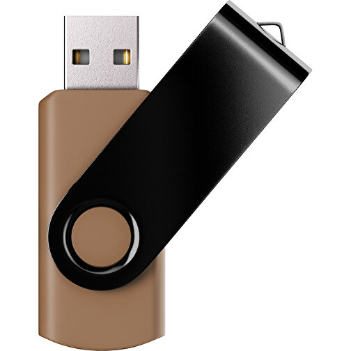 USB-Stick SWING Color 2.0 4 GB , Promo Effects MB , erdbraun / schwarz MB , 4 GB , Kunststoff/ Aluminium MB , 5,70cm x 1,00cm x 1,90cm (Länge x Höhe x Breite), Bild 1