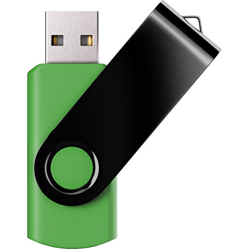 USB-Stick SWING Color 2.0 32 GB , Promo Effects MB , grasgrün / schwarz MB , 32 GB , Kunststoff/ Aluminium MB , 5,70cm x 1,00cm x 1,90cm (Länge x Höhe x Breite), Bild 1
